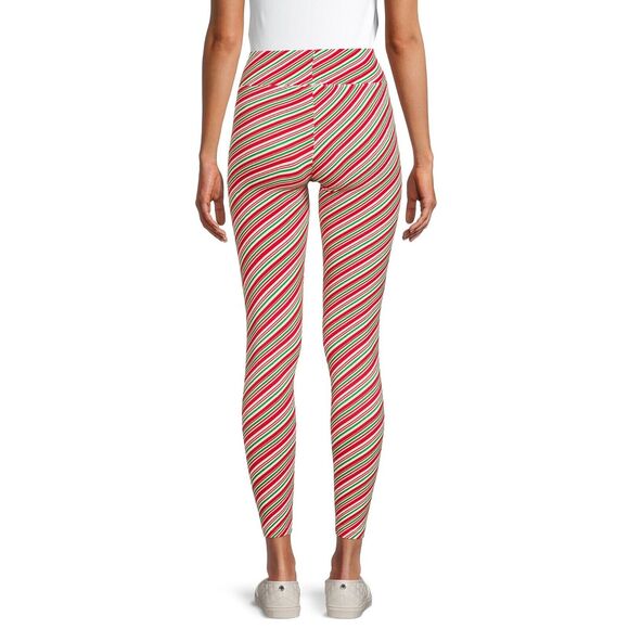 DEREK HEART Yummy Legging & Matching Scrunchie Red Candy Cane XMAS Stripe NWT - Picture 2 of 8